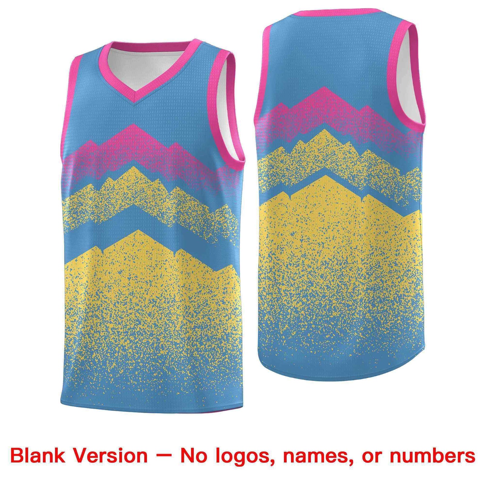 Personalized Youth Basketball Jerseys Light Blue Khaki Gradient Mountain Design Uniforms