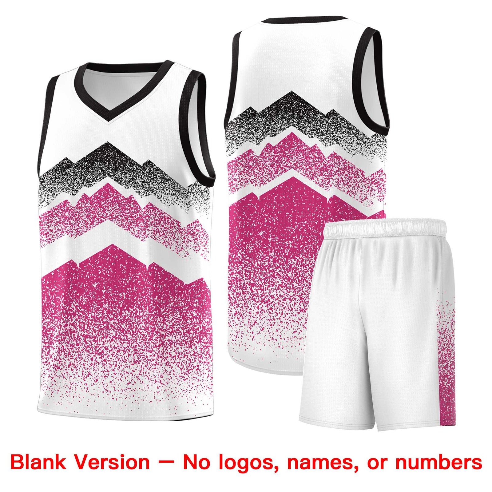 Personalized Youth Basketball Jerseys White Rose Red Gradient Mountain Design Uniforms