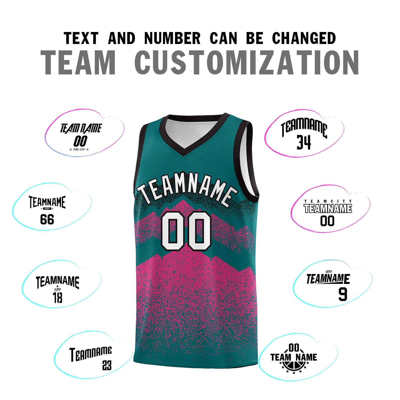 Custom Youth Basketball Jerseys Midnight Green Pink Gradient Mountain Design Uniforms