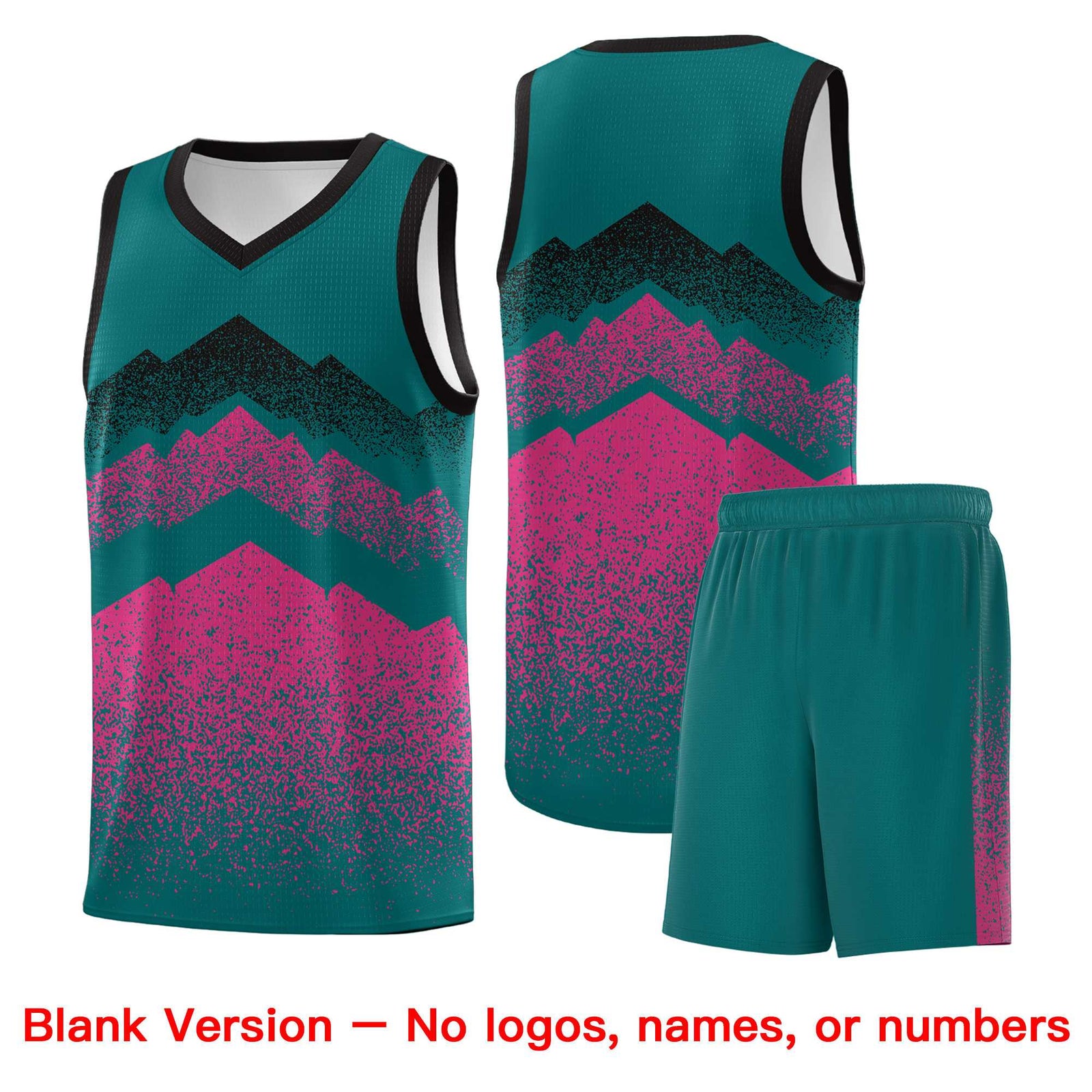 Custom Youth Basketball Jerseys Midnight Green Pink Gradient Mountain Design Uniforms