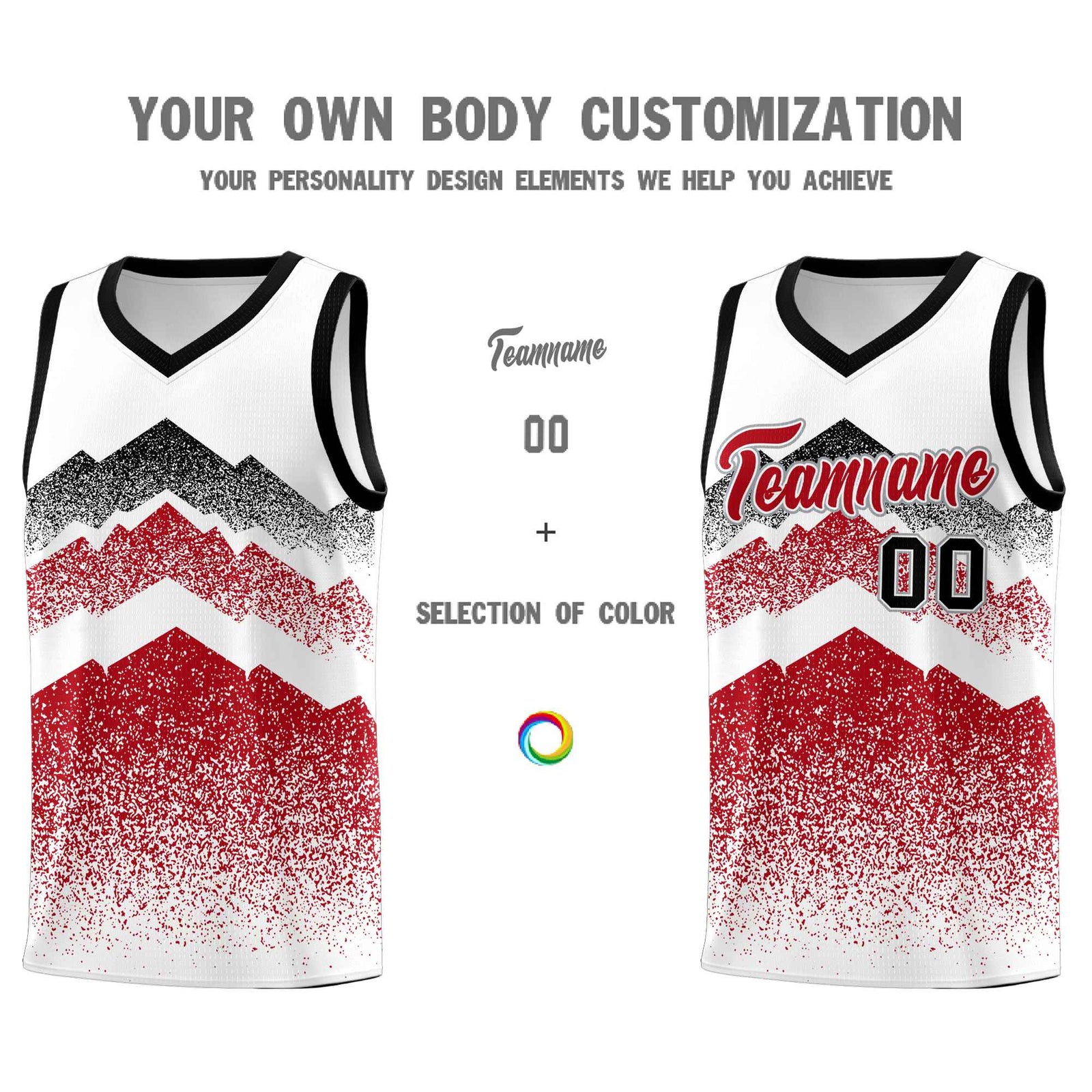 Personalized Youth Basketball Jerseys White Red Gradient Mountain Design Uniforms