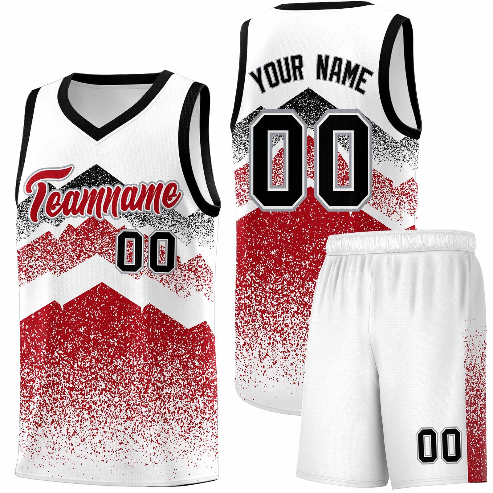 Personalized Youth Basketball Jerseys White Red Gradient Mountain Design Uniforms