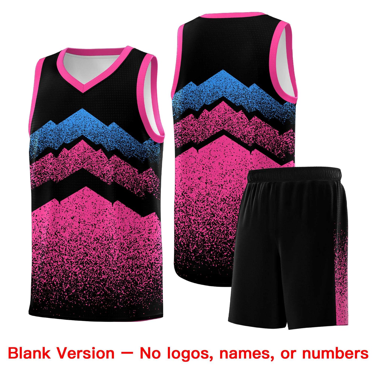 Personalized Youth Basketball Jerseys Black Pink Gradient Mountain Design Uniforms