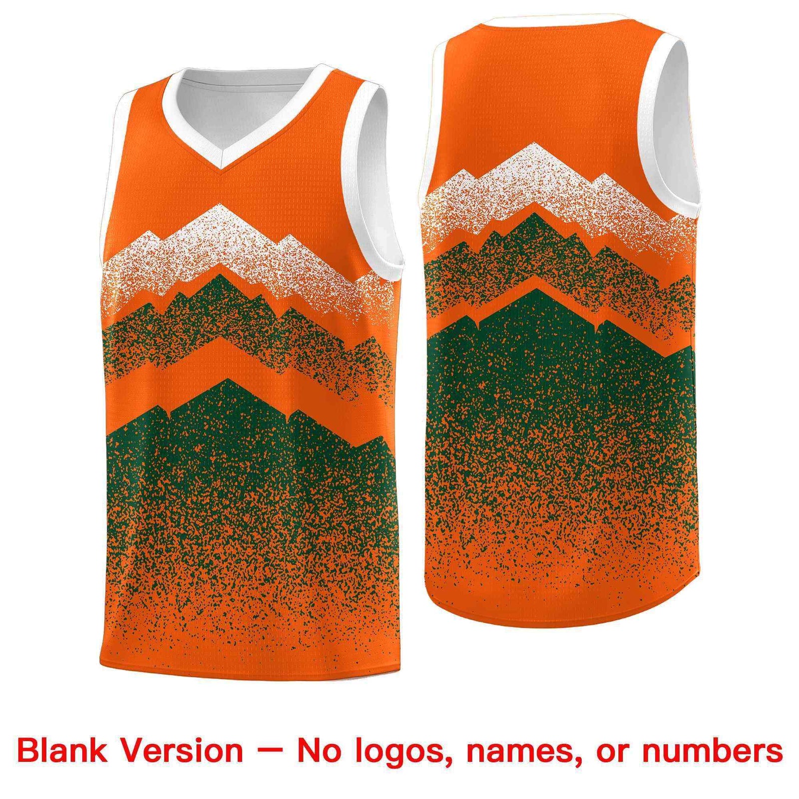 Personalized Youth Basketball Jerseys Orange Green Gradient Mountain Design Uniforms