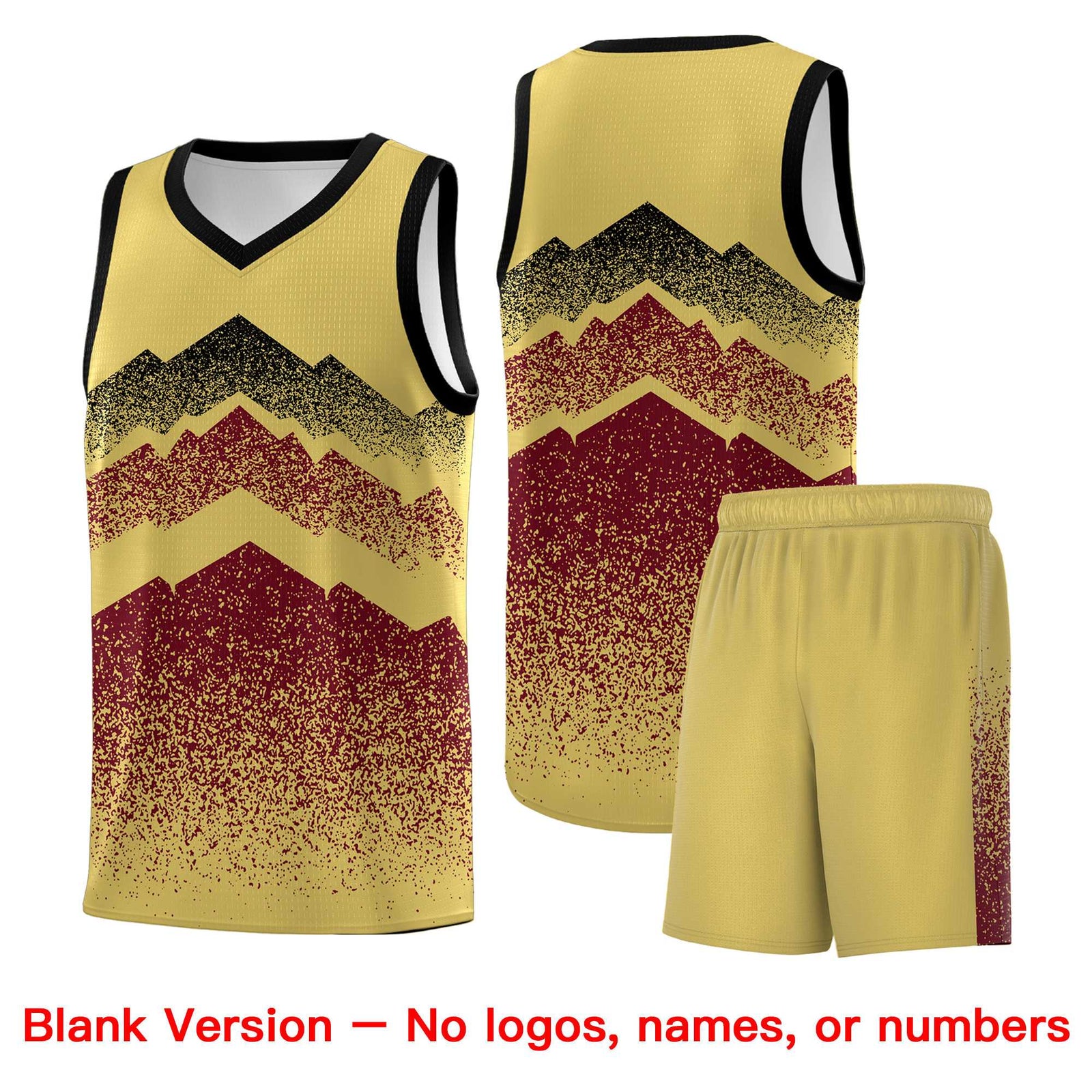 Personalized Youth Basketball Jerseys Khaki Crimson Gradient Mountain Design Uniforms