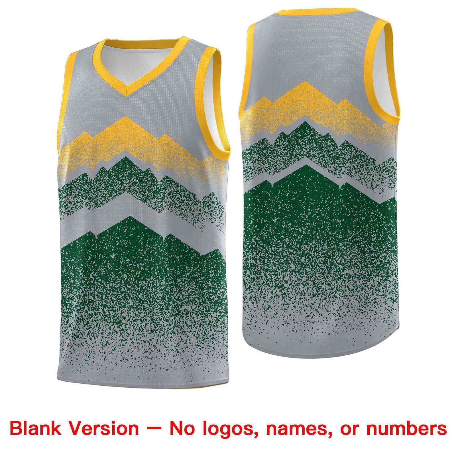 Personalized Youth Basketball Jerseys Gray Green Gradient Mountain Design Uniforms