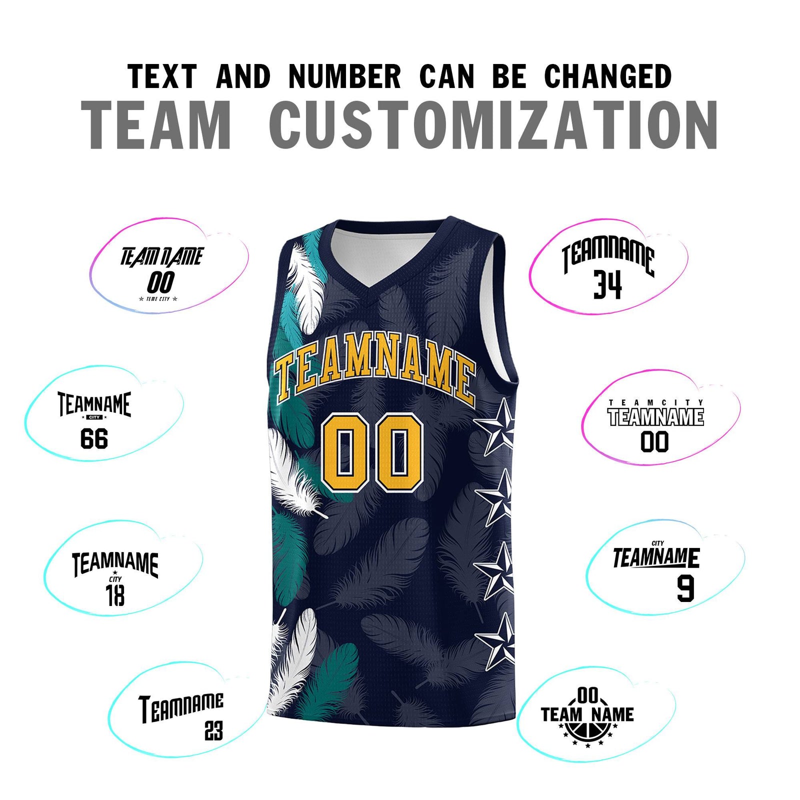 Custom Youth Basketball Jersey Navy Gold Feather Series Sports Uniform