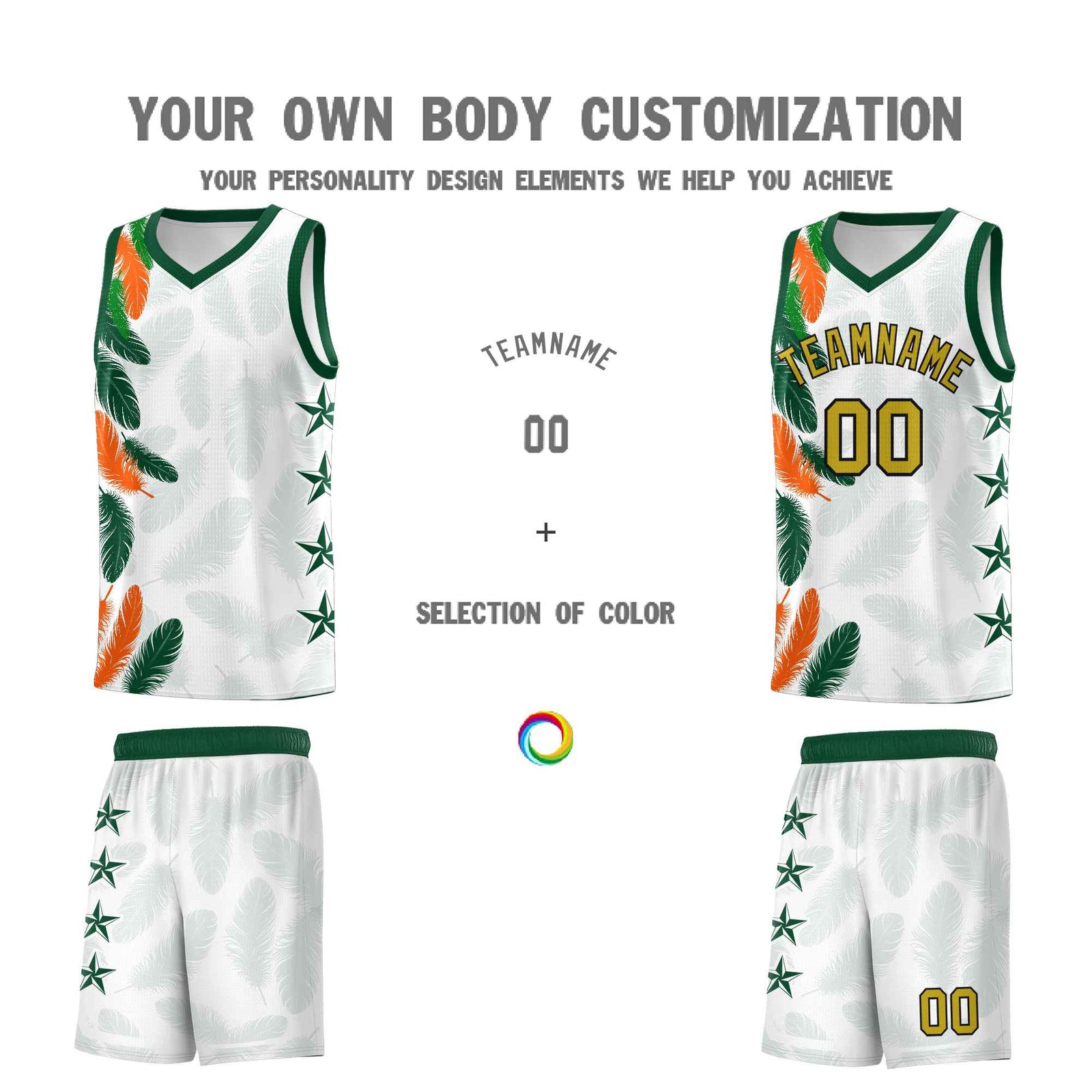 Custom Youth Basketball Jersey White Old Gold Feather Series Sports Uniform