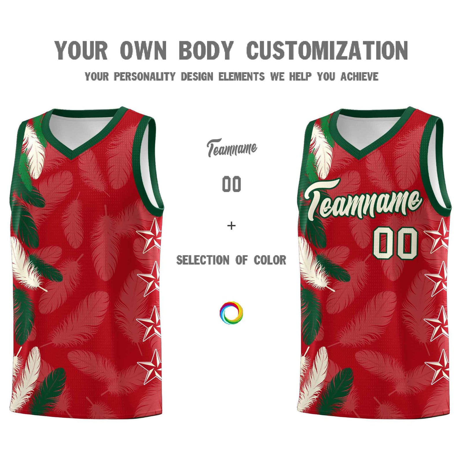 Custom Youth Basketball Jersey Red Cream Feather Series Sports Uniform