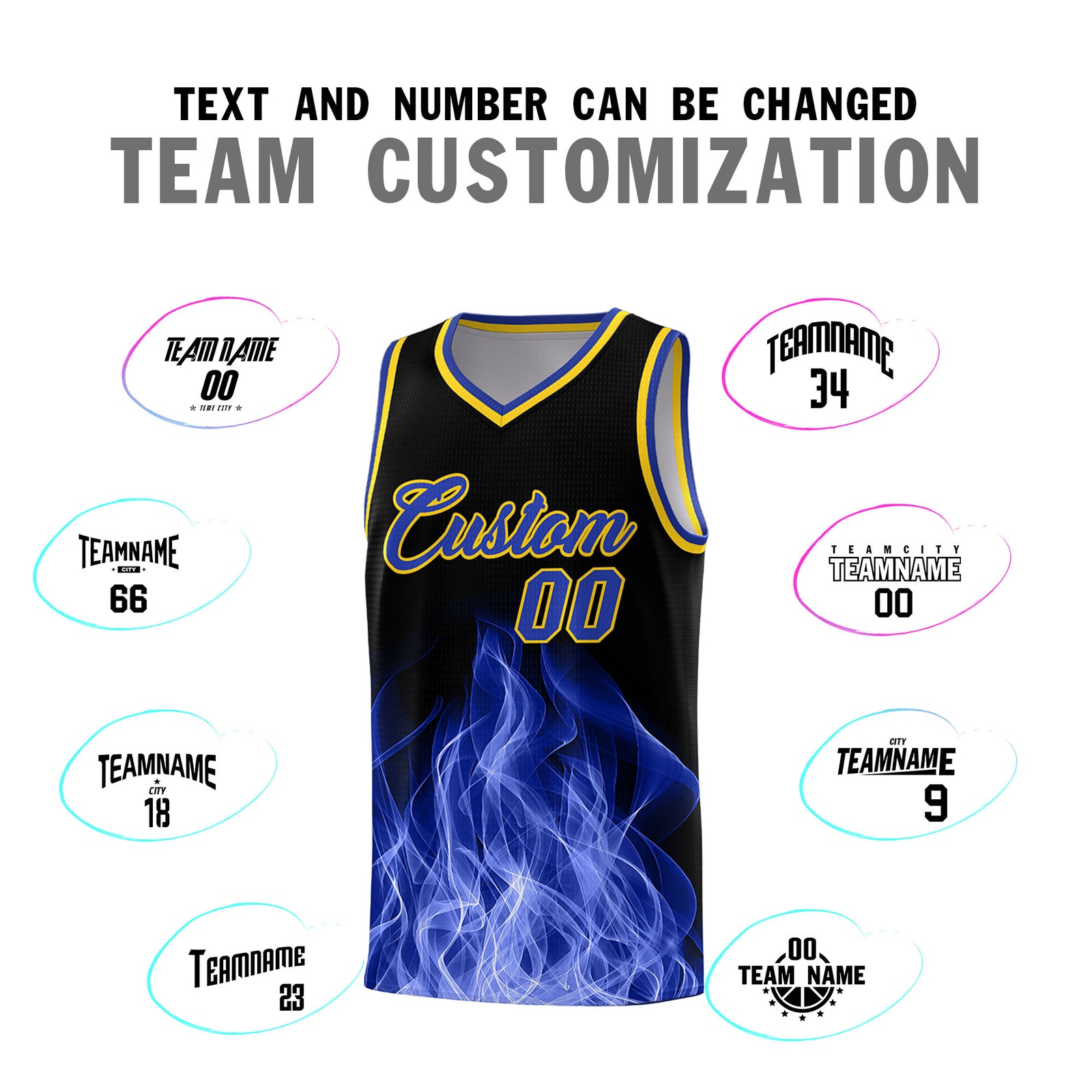Custom Youth Basketball Jersey Black Gold Flame Fire Design Personalized Team Uniform Set