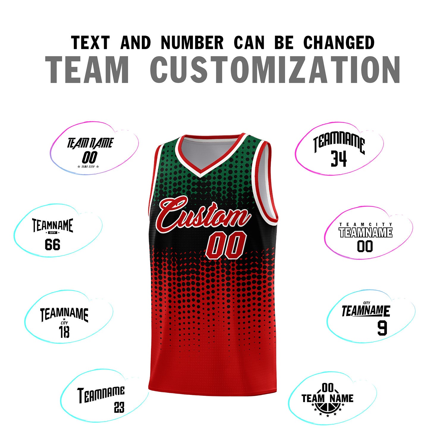 Custom Red Gradient Dots Design Pattern Sports Uniform Basketball Jersey