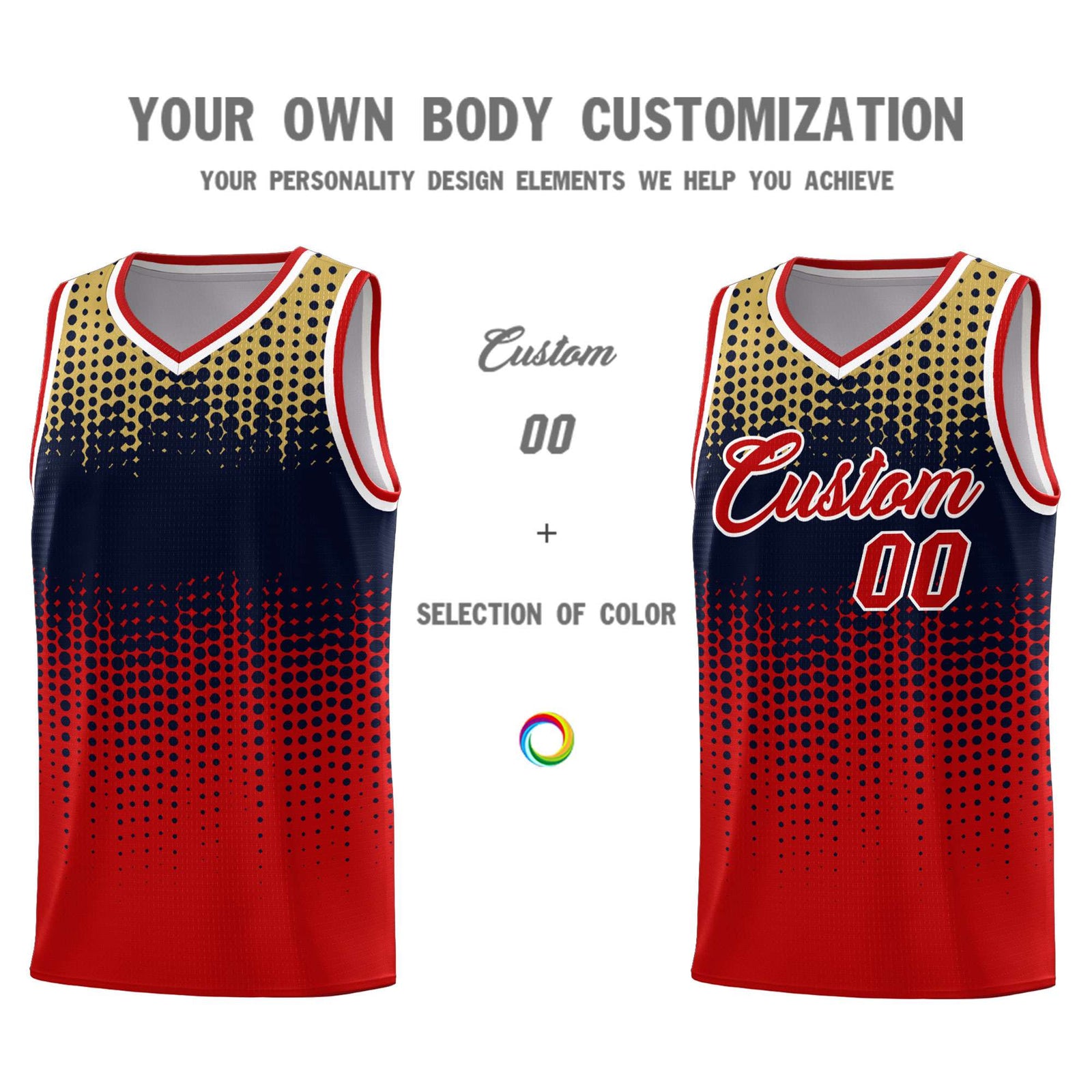 Custom Red Gradient Dots Design Pattern Sports Uniform Basketball Jersey
