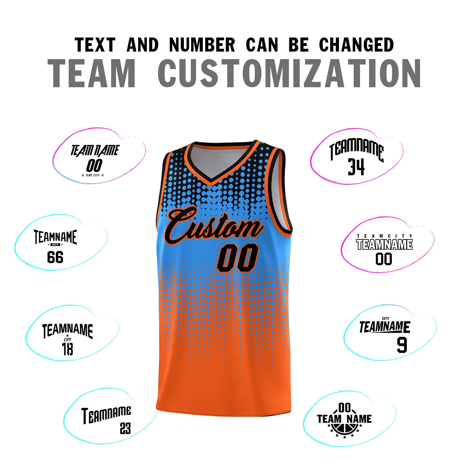 Custom Orange Gradient Dots Design Pattern Sports Uniform Basketball Jersey