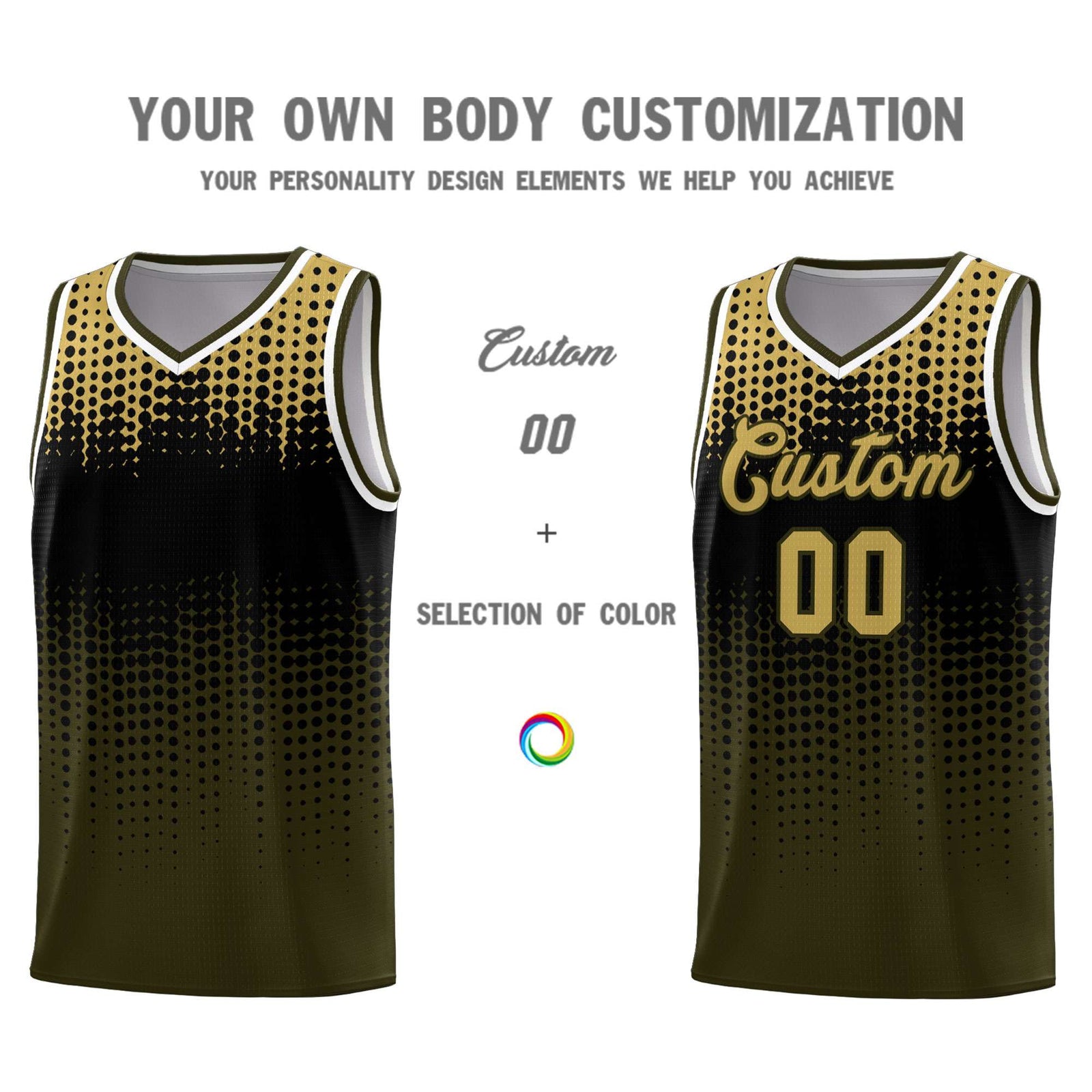 Custom Olive Gradient Dots Design Pattern Sports Uniform Basketball Jersey