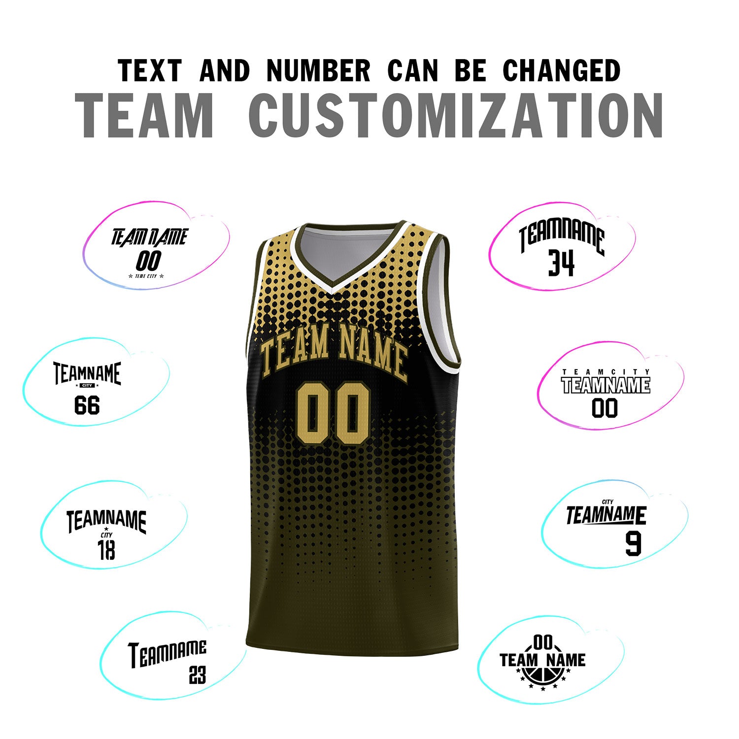 Custom Olive Gradient Dots Design Pattern Sports Uniform Basketball Jersey