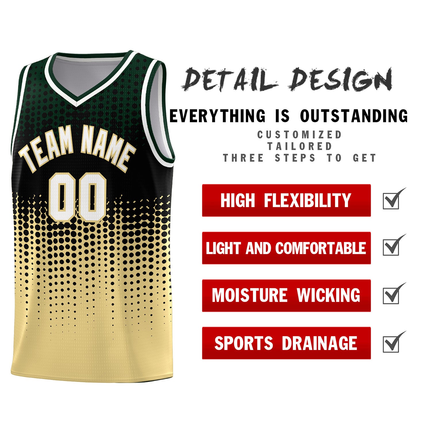 Custom Khaki Gradient Dots Design Pattern Sports Uniform Basketball Jersey