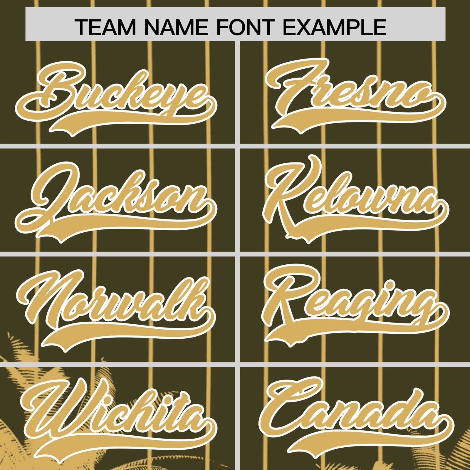 Custom Olive Old Gold Pinstripe Coconut Tree Pattern Authentic Baseball Jersey