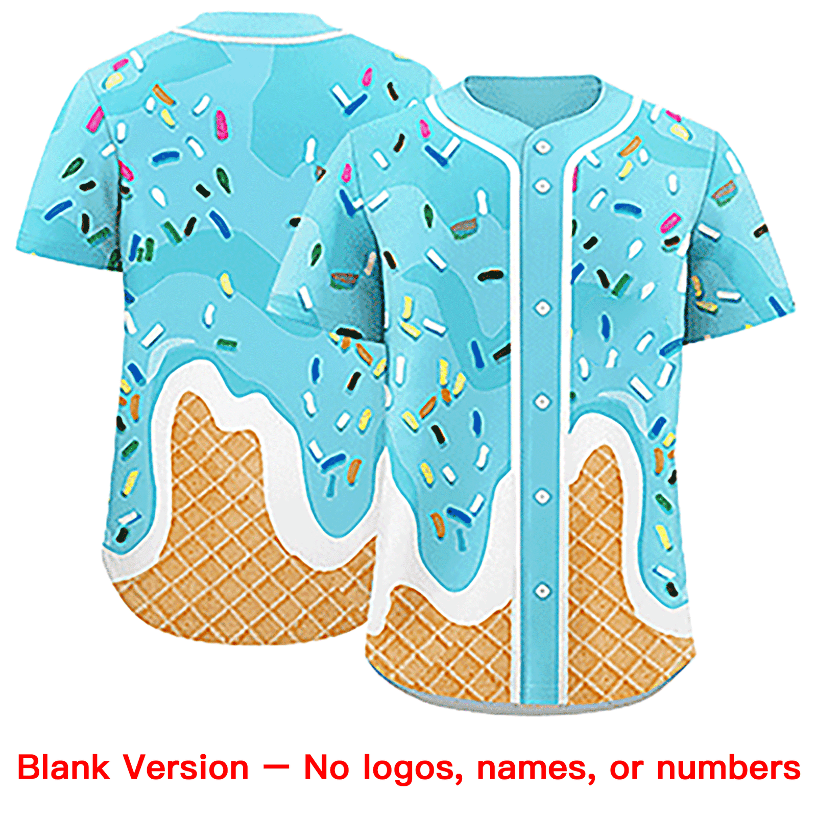 Fans-Made | Custom Blue Ice Cream Cone Graffiti Pattern Fashion Authentic Baseball Jersey From Evan Neufang Available for Reorder
