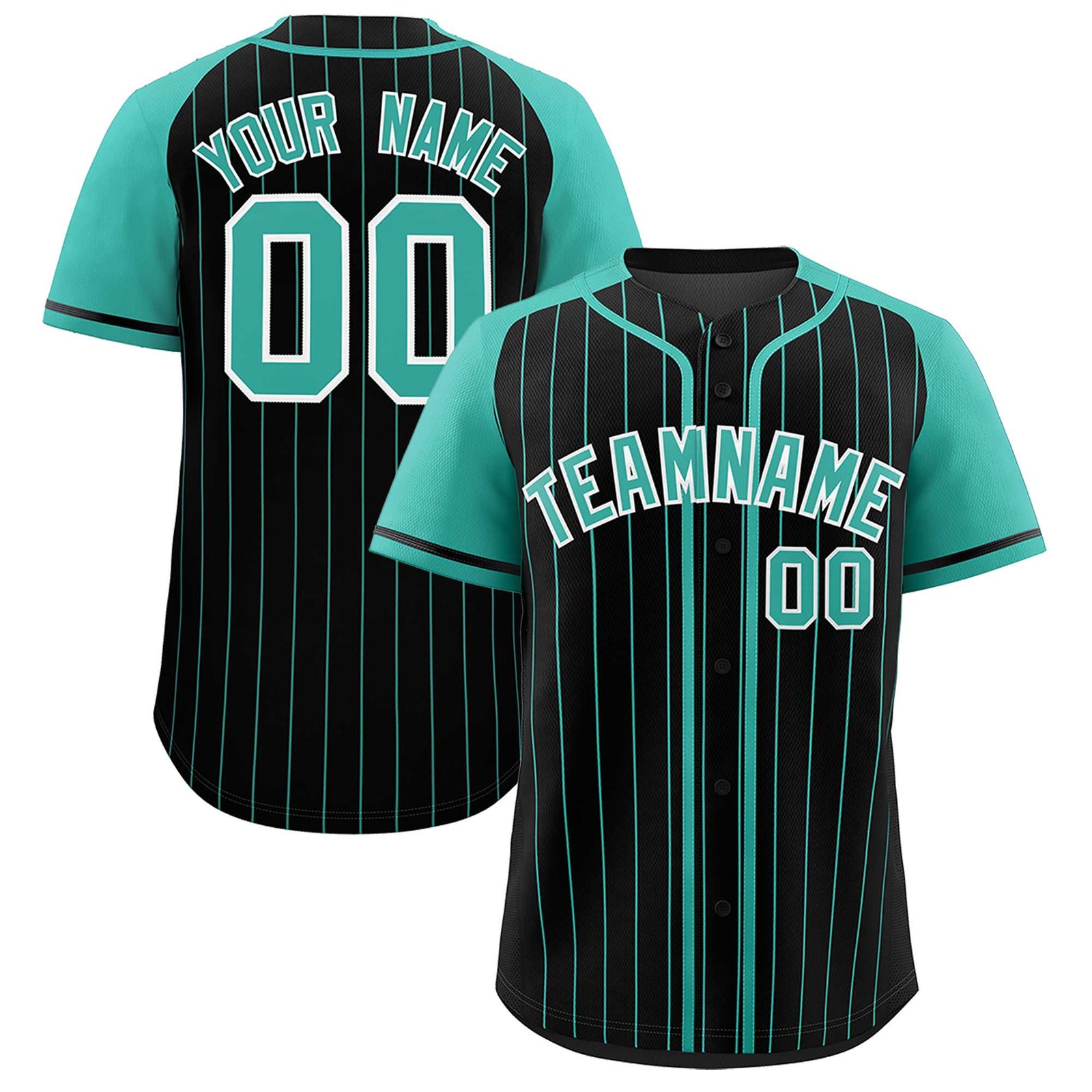 Custom Black Bright Green Stripe Fashion Raglan Sleeves Authentic Baseball Jersey
