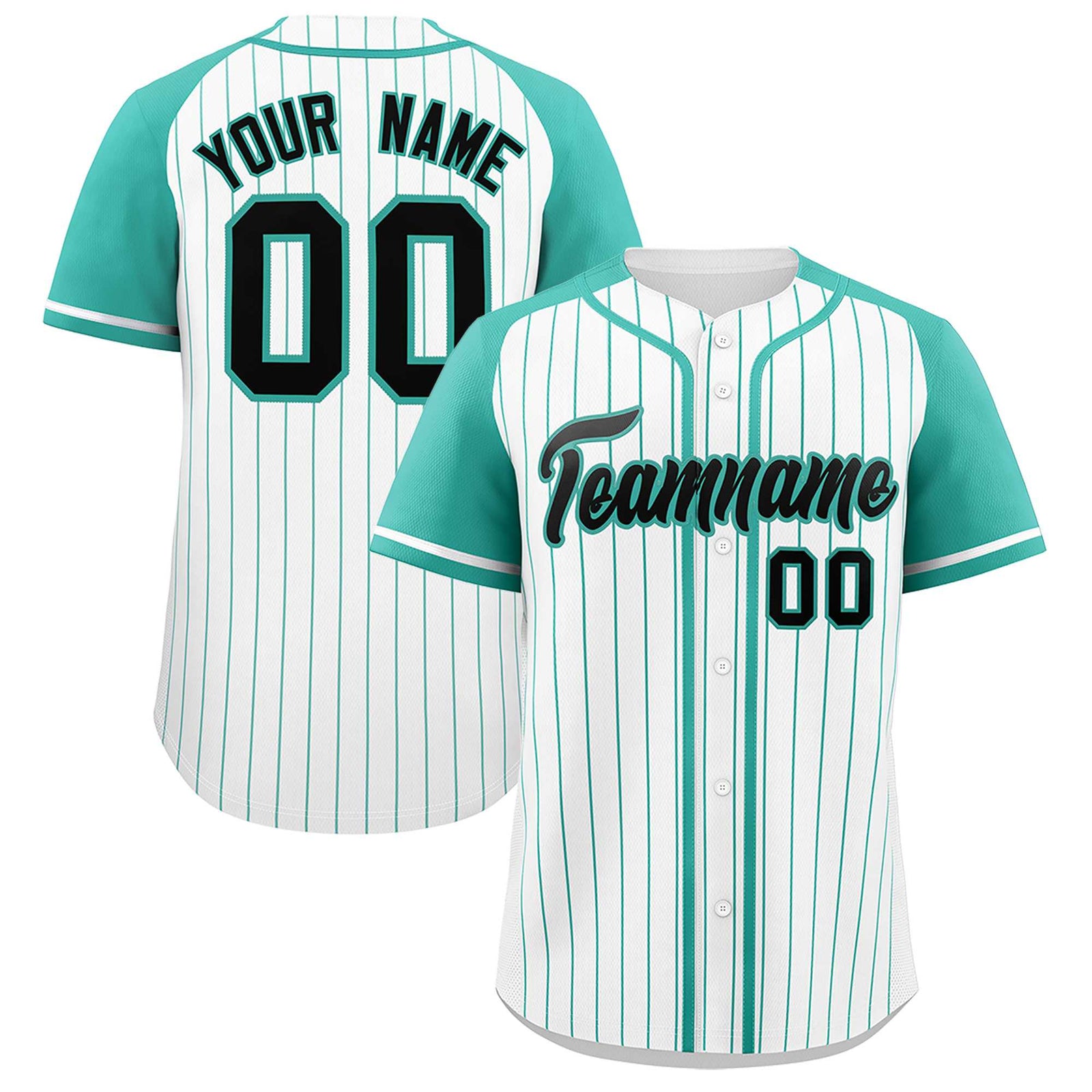 Custom White Bright Green Stripe Fashion Raglan Sleeves Authentic Baseball Jersey