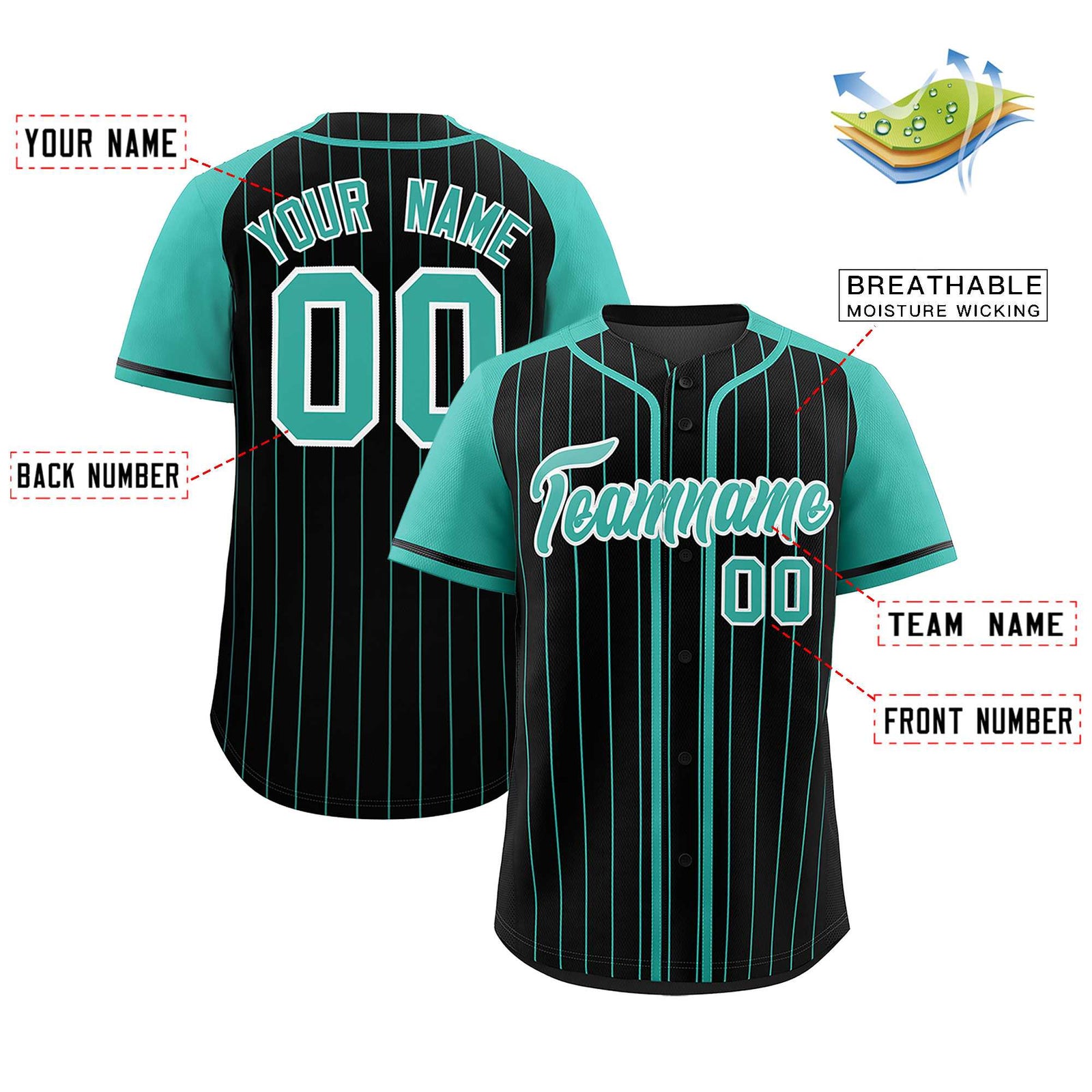 Custom Black Bright Green Stripe Fashion Raglan Sleeves Authentic Baseball Jersey
