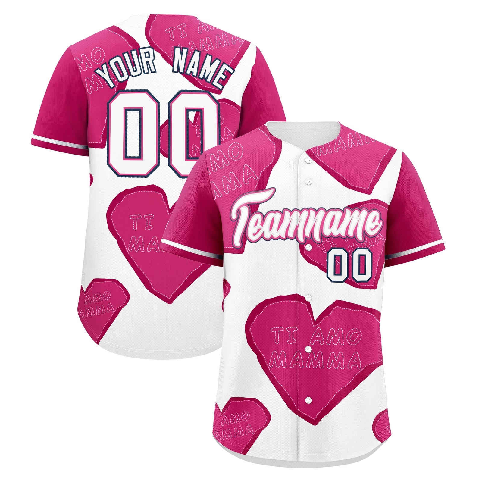 Custom White Pink Mother's Day Style Graffiti Pattern Moisture-Wicking Baseball Jersey| KXKSHOP
