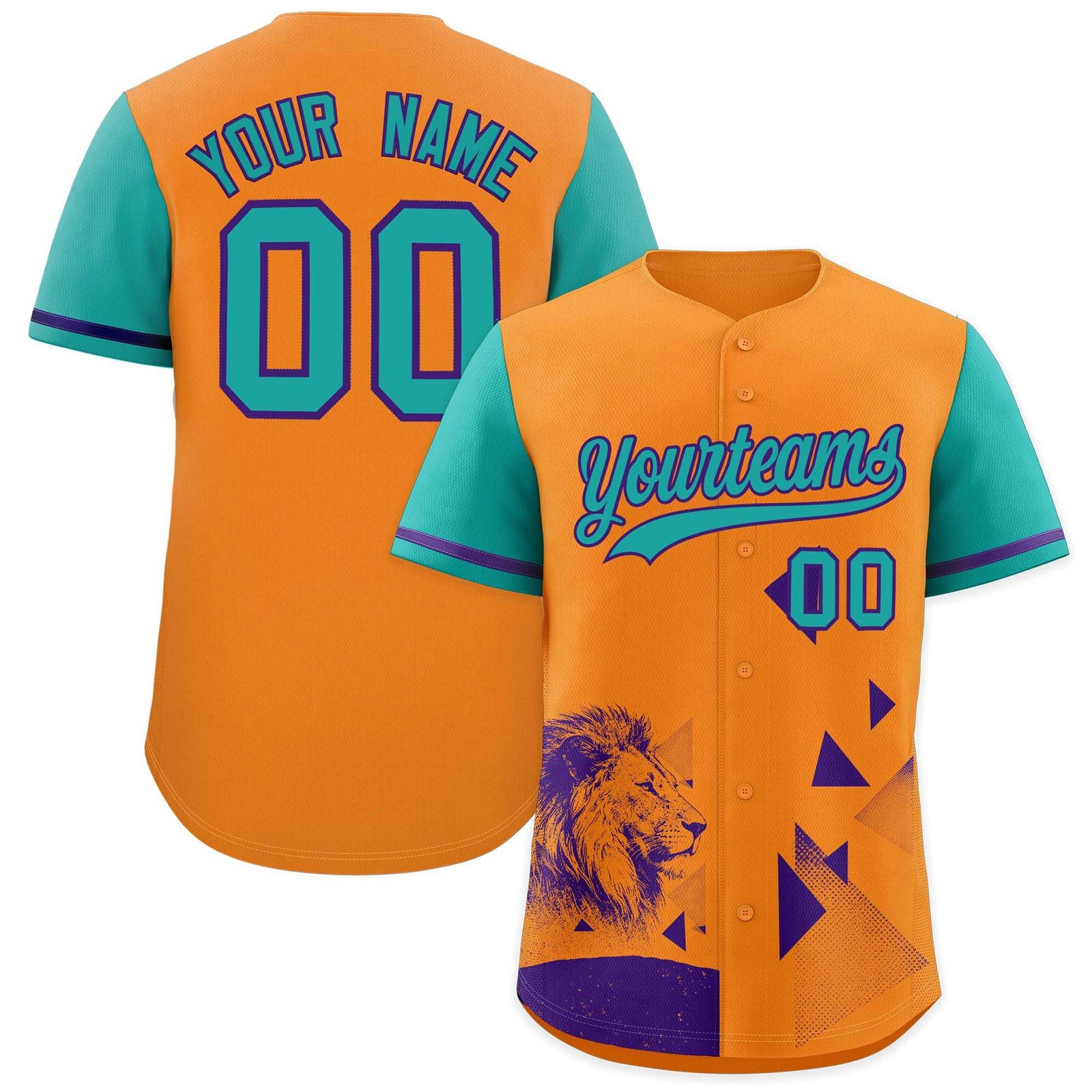 Custom Aqua Orange Raptor Series Raglan Sleeves Street Style Baseball Jersey