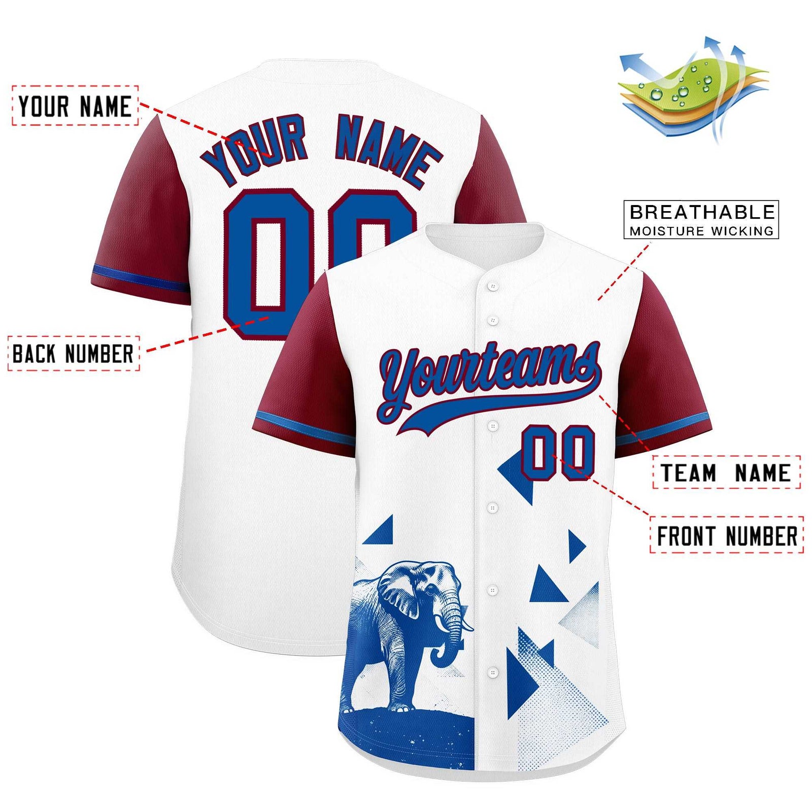 Custom Crimson White Raptor Series Raglan Sleeves Wrinkle-Resistant Baseball Jersey