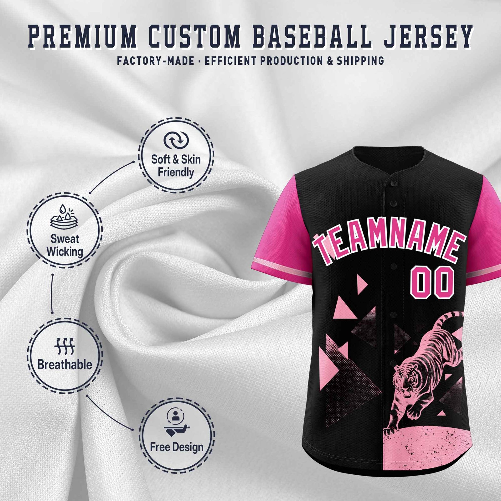 Custom Rose Red Black Raptor Series Raglan Sleeves Wrinkle-Resistant Baseball Jersey