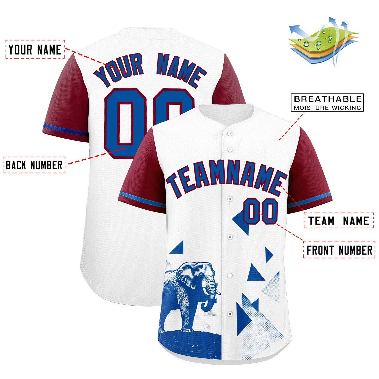 Custom Crimson White Raptor Series Raglan Sleeves Wrinkle-Resistant Baseball Jersey