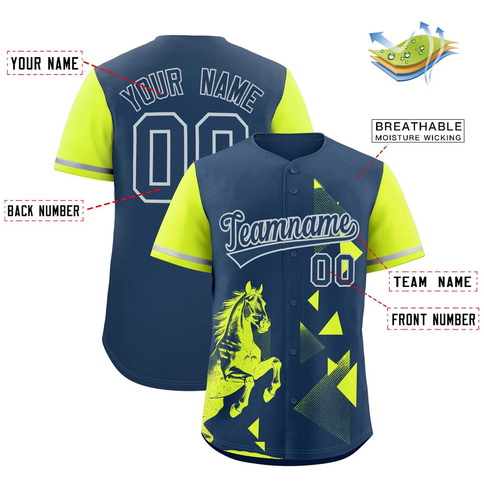 Custom Fluorescent Green Midnight Blue Raptor Series Raglan Sleeves Drapable Baseball Jersey |KXKSHOP