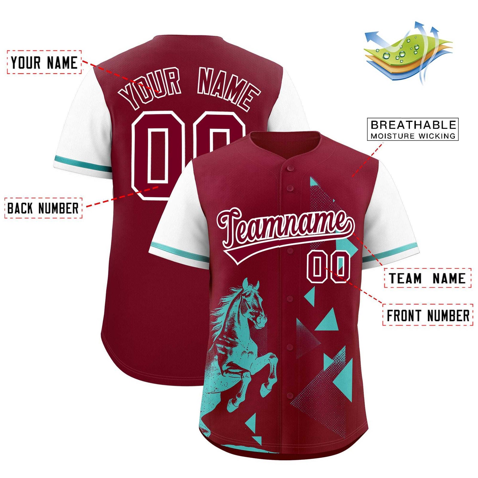 Custom White Crimson Raptor Series Raglan Sleeves Wrinkle-Resistant Baseball Jersey |KXKSHOP