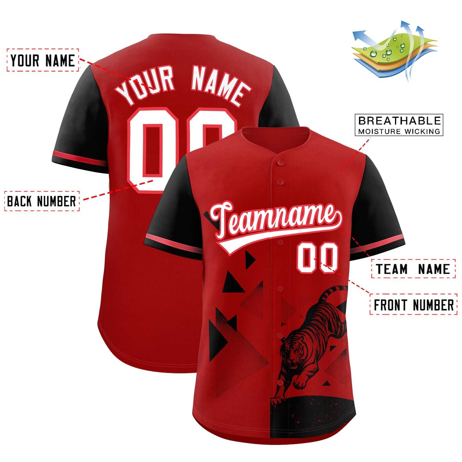 Custom Black Red Raptor Series Raglan Sleeves Lightweight Baseball Jersey |KXKSHOP