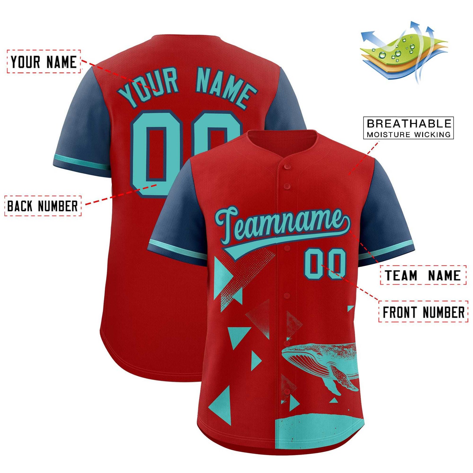 Custom Midnight Blue Red Raptor Series Raglan Sleeves Hip Hop Baseball Jersey |KXKSHOP
