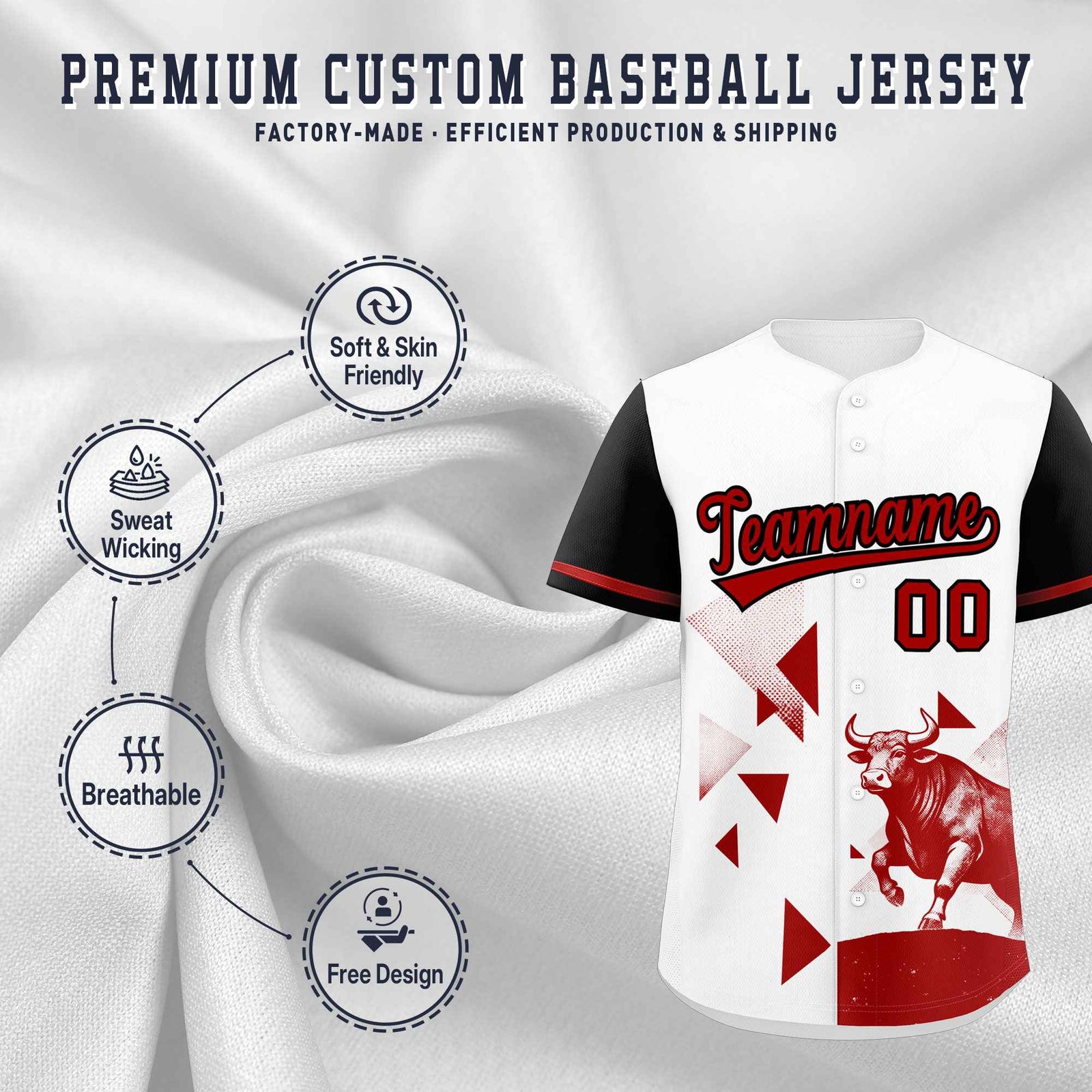 Custom Black White Raptor Series Raglan Sleeves Wrinkle-Resistant Baseball Jersey |KXKSHOP
