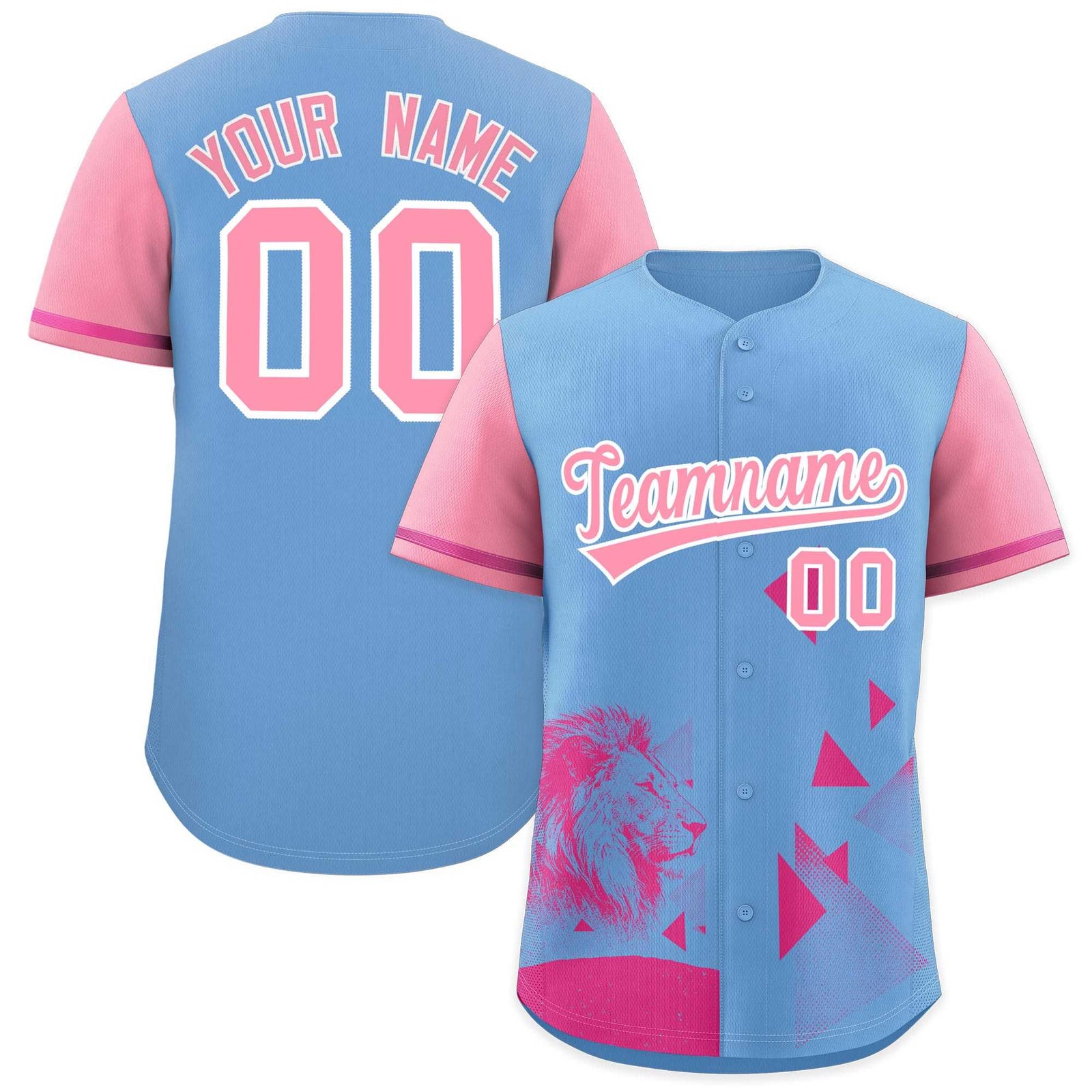 Custom Powder Blue Light Pink Raptor Series Raglan Sleeves Wrinkle-Resistant Baseball Jersey |KXKSHOP