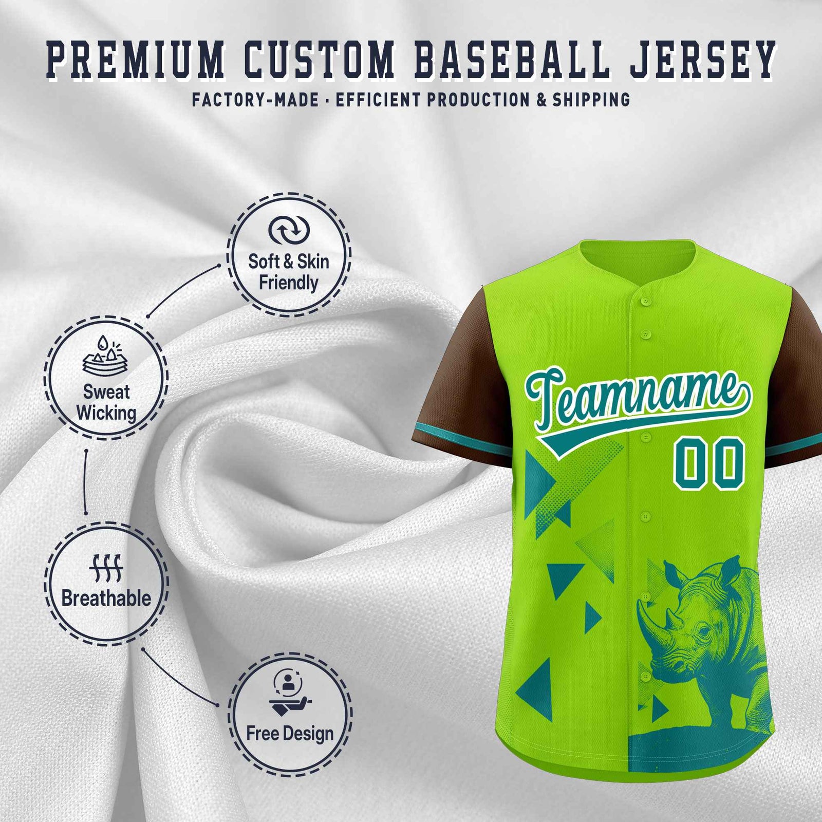 Custom Neon Green Light Brown Raptor Series Raglan Sleeves Urban Style Baseball Jersey |KXKSHOP