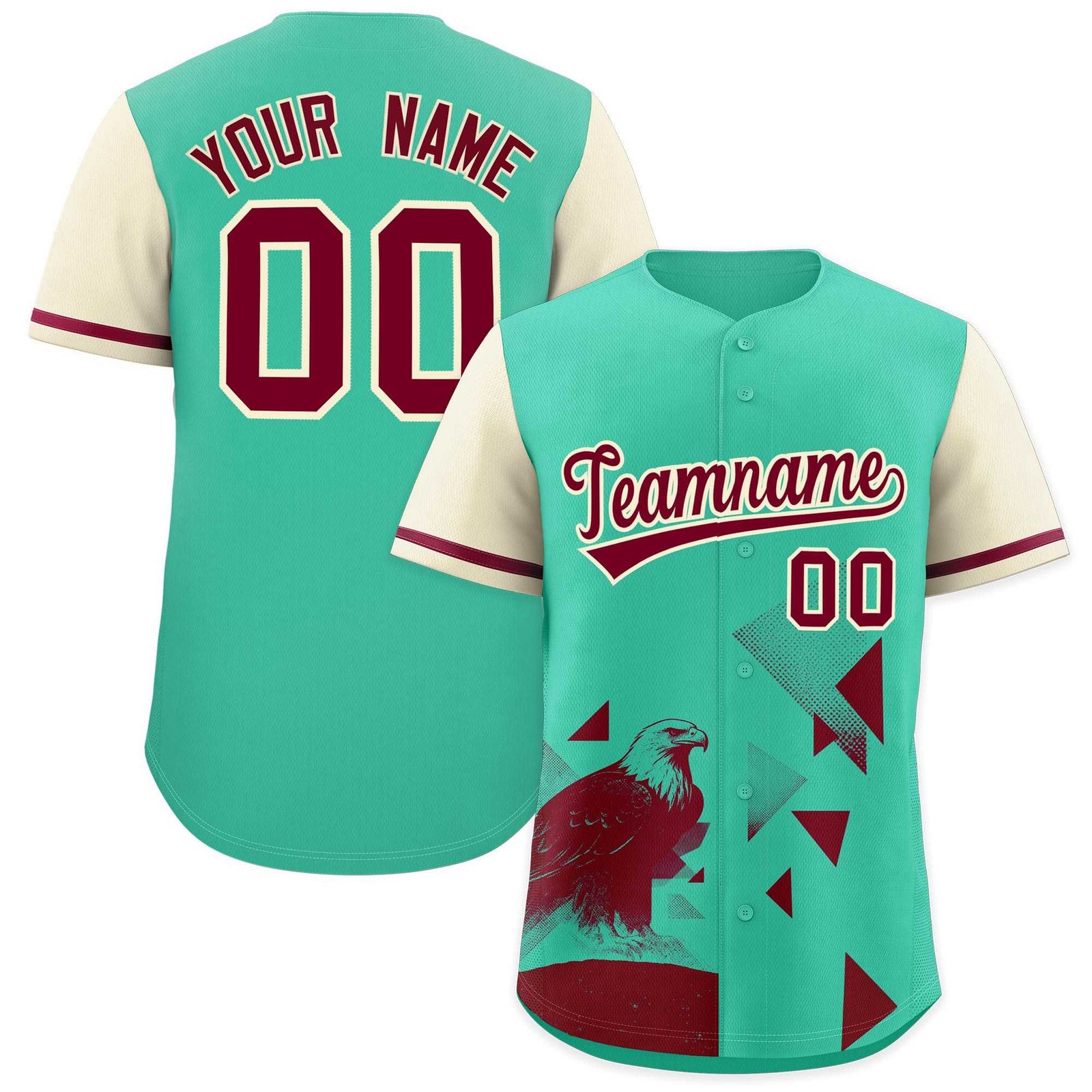 Custom Cream Green Raptor Series Raglan Sleeves Urban Style Baseball Jersey |KXKSHOP