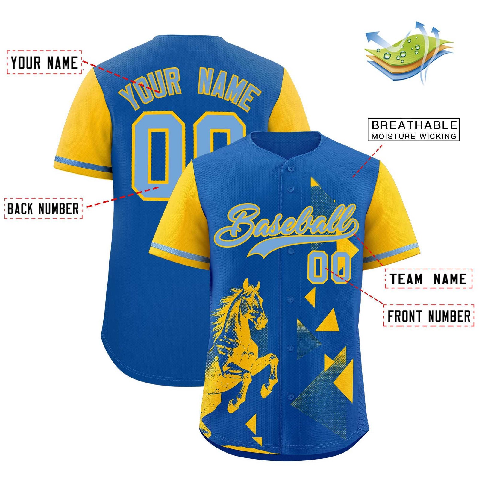 Custom Yellow Royal Raptor Series Raglan Sleeves Breathable Baseball Jersey