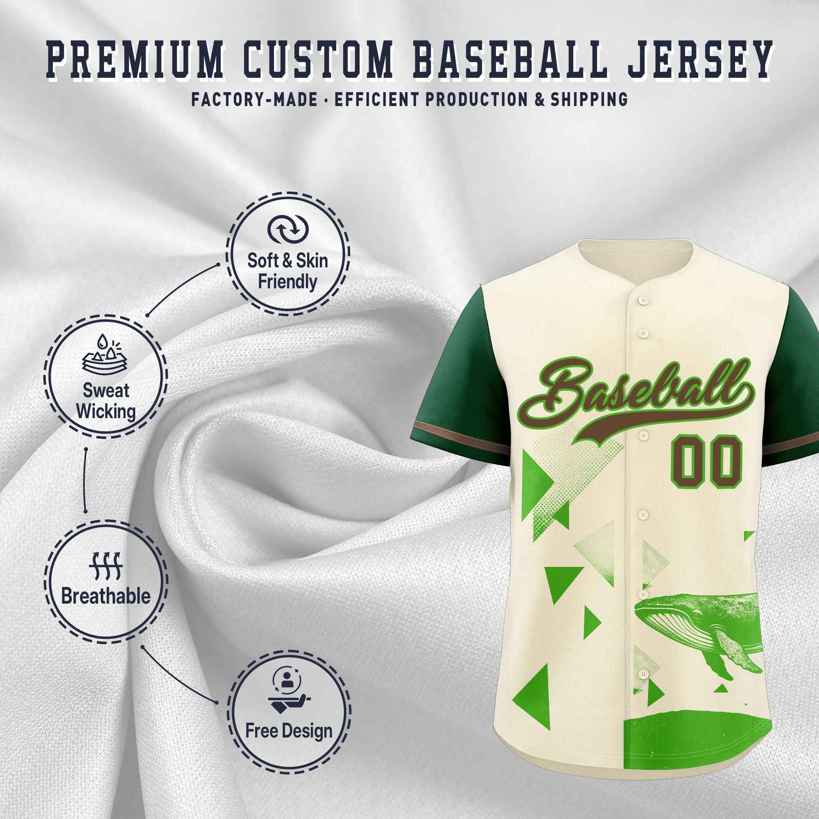 Custom Kelly Green Cream Raptor Series Raglan Sleeves Urban Style Baseball Jersey