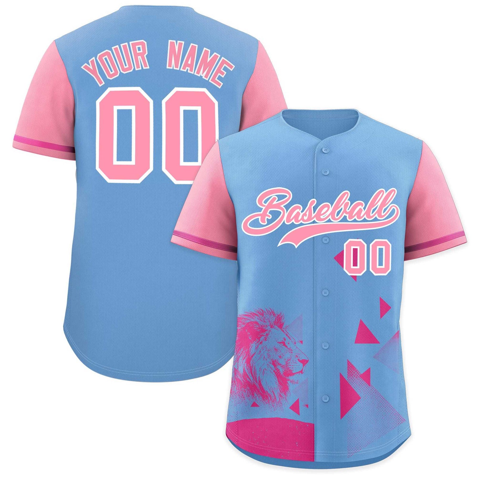 Custom Powder Blue Light Pink Raptor Series Raglan Sleeves Wrinkle-Resistant Baseball Jersey