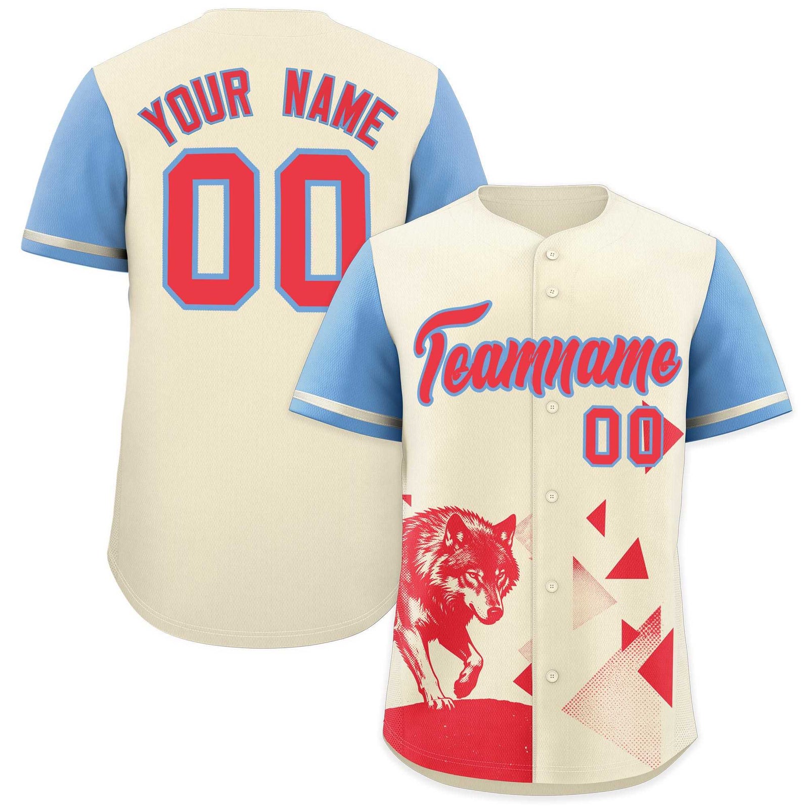 Custom Powder Blue Light Khaki Raptor Series Raglan Sleeves Casual Sports Baseball Jersey