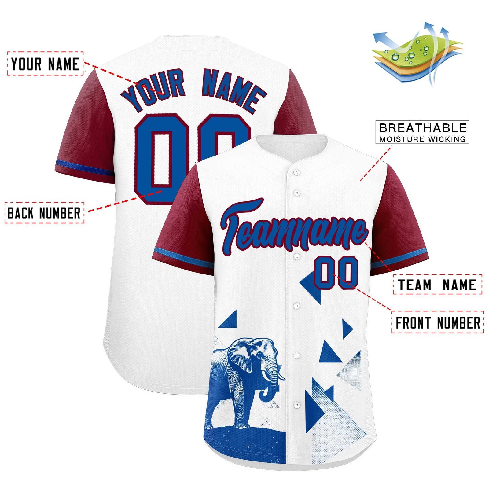 Custom Crimson White Raptor Series Raglan Sleeves Wrinkle-Resistant Baseball Jersey