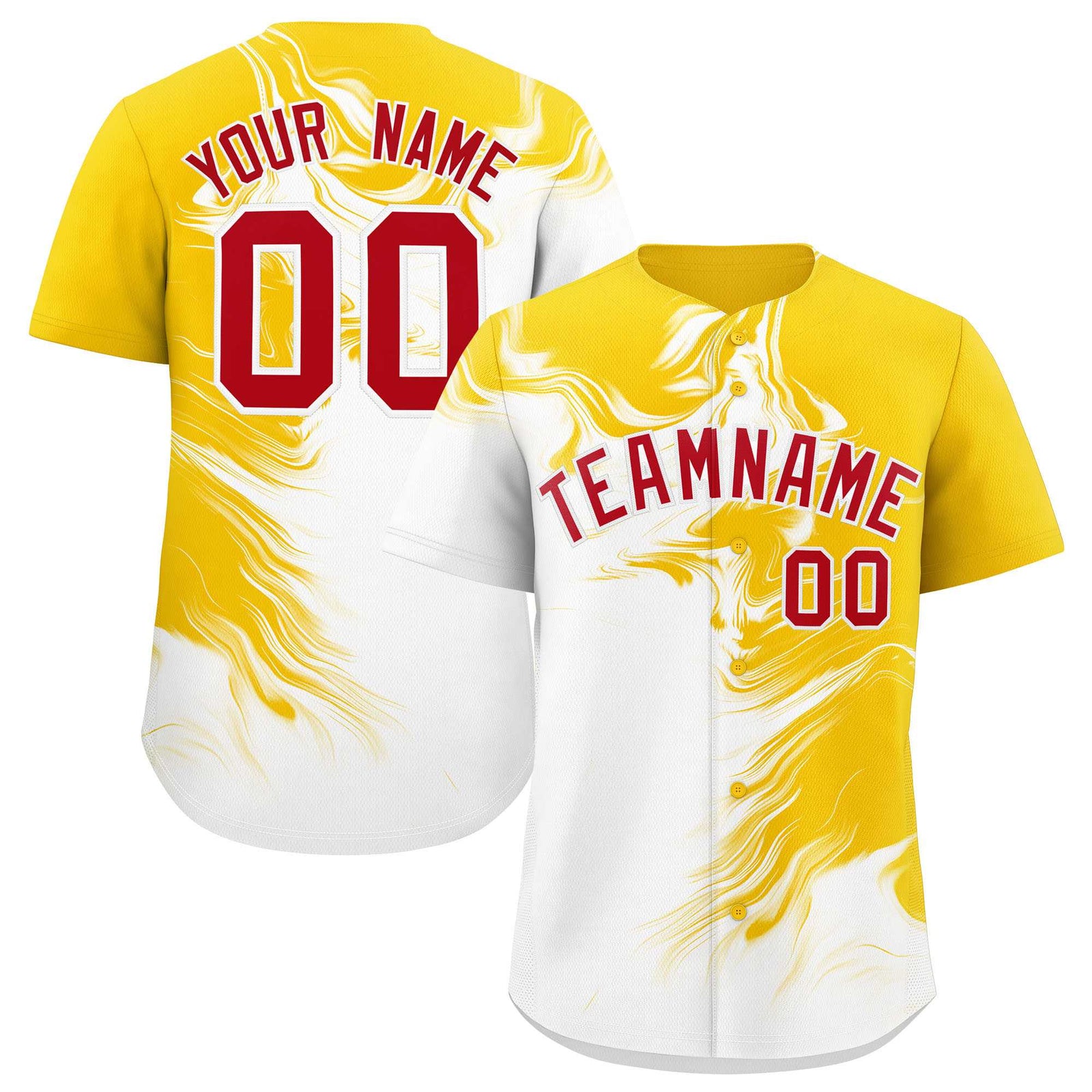Custom Gold White Personalized Ink Pattern Authentic Baseball Jersey