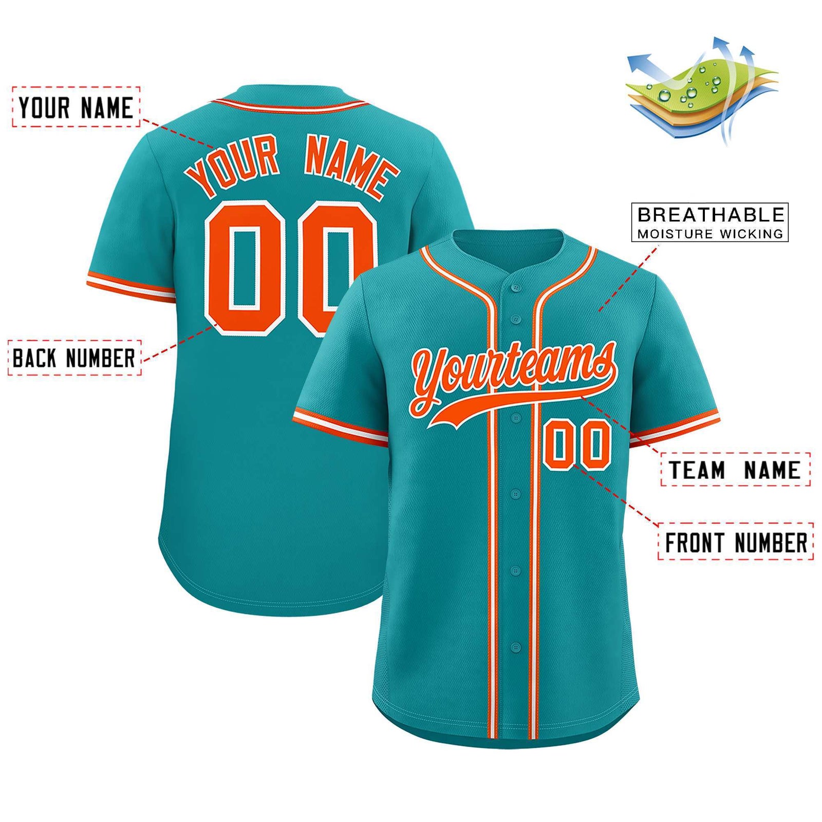 Custom Aqua Classic Style Authentic Baseball Jersey