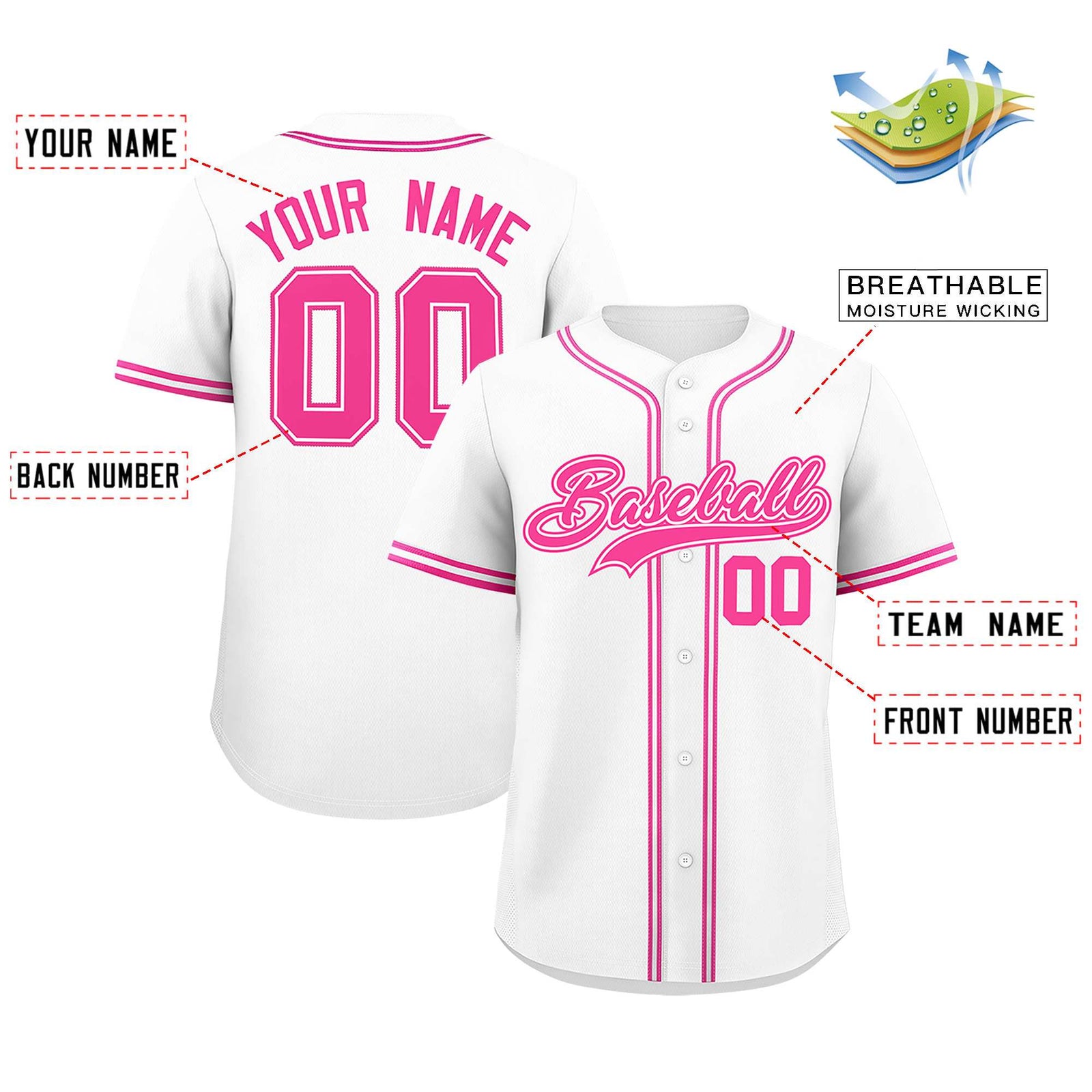 Custom White Classic Style Authentic Baseball Jersey