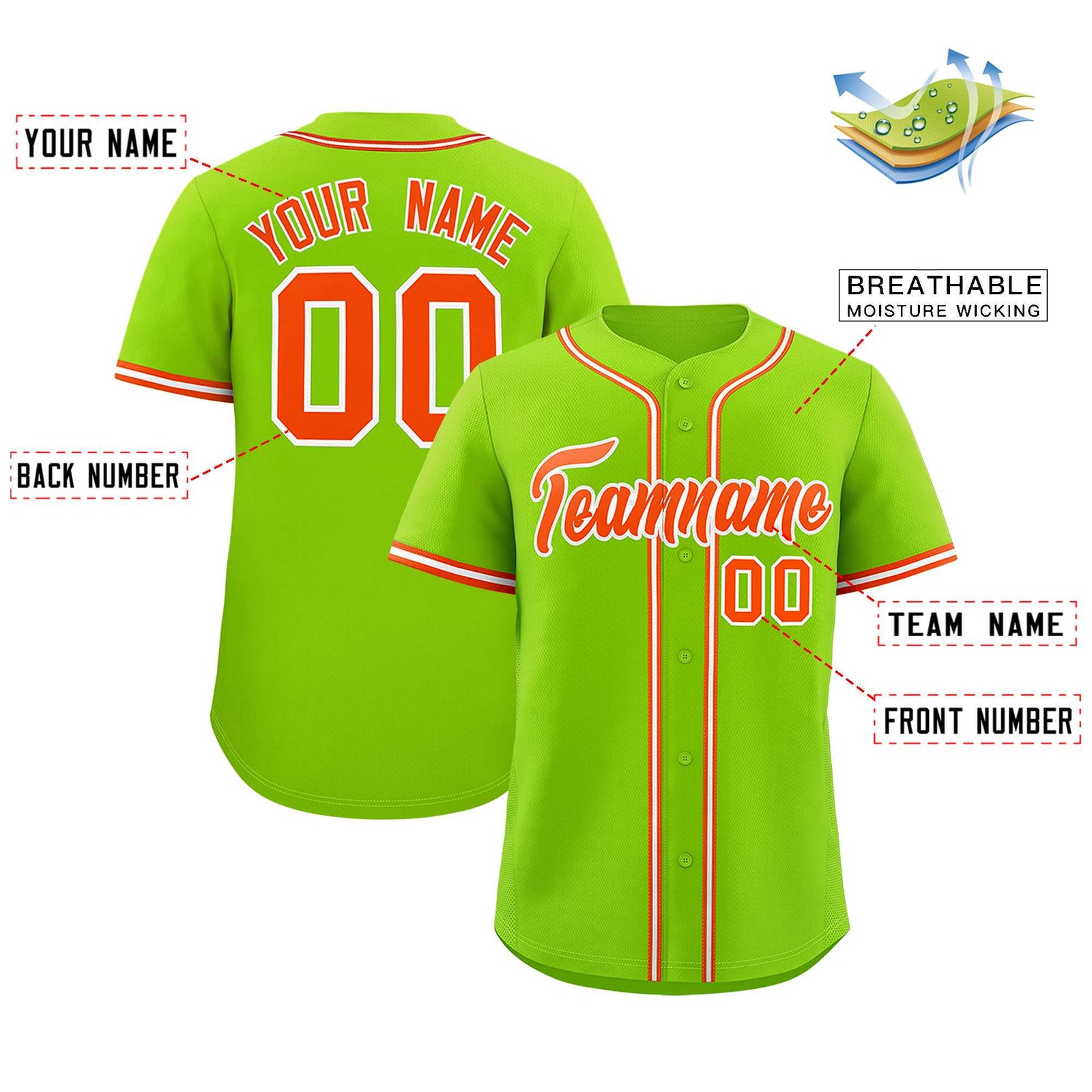 Custom Neon Green Classic Style Authentic Baseball Jersey