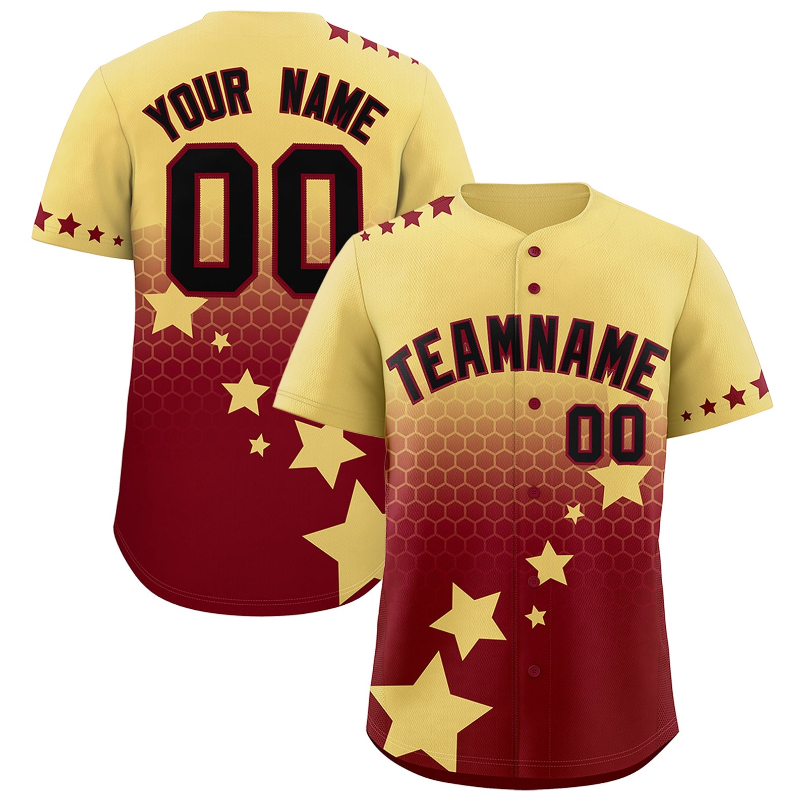 Custom Khaki Crimson Black Rising Stars Series Gradient Fashion Baseball Jersey| KXKSHOP