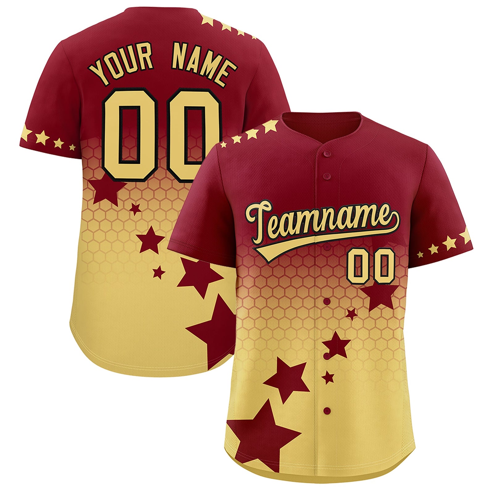 Custom Crimson Khaki Black Rising Stars Series Gradient Fashion Baseball Jersey| KXKSHOP