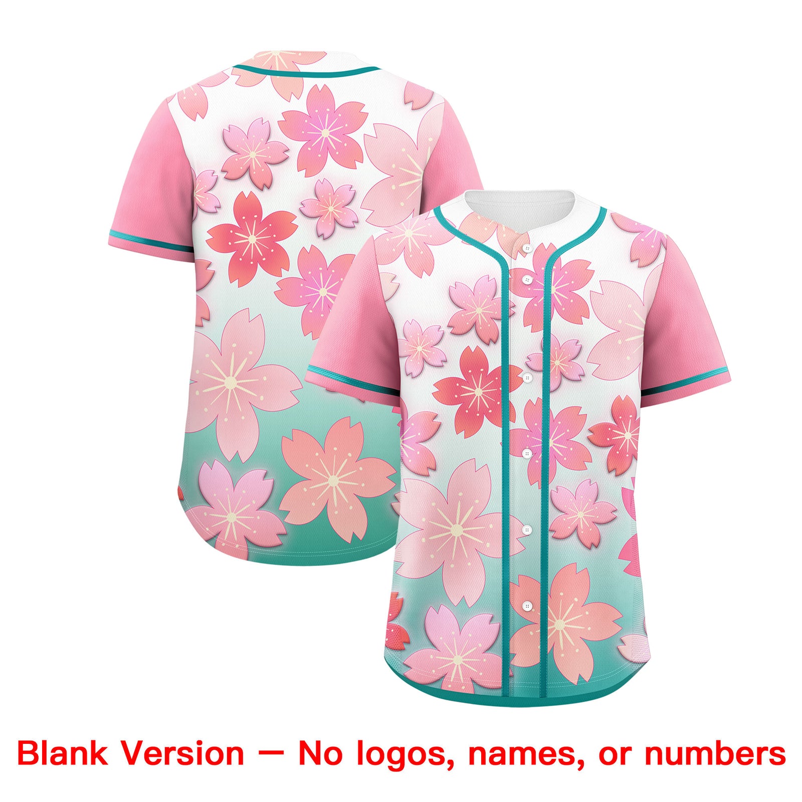 Custom Aqua Pink Gradient Fashion Elastic Baseball Jersey| KXKSHOP